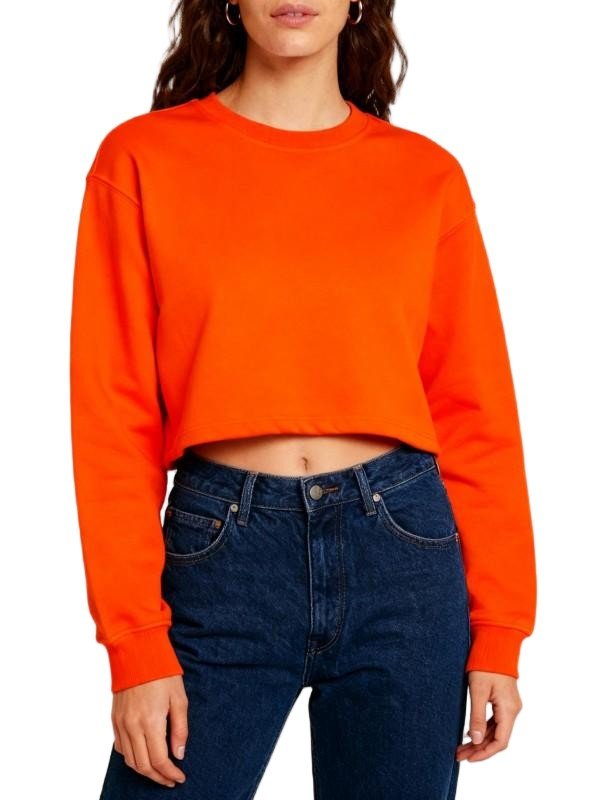 Orange Cropped Crewneck Sweatshirt