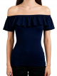 Navy Blue Off-Shoulder Ruffled Top
