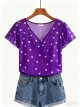 Purple Polka Dot Wrap Blouse